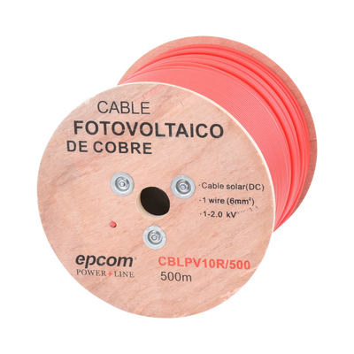 Imagen de Carrete de 500 Metros / Cable Fotovoltaico Rojo  / Material COBRE / 6mm² (10AWG) / 2000 Vcc