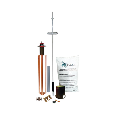 Imagen de Kit de Pararrayo para Torre o Poste tipo Dipolo Corona con Electrodo y Accesorios de instalación.