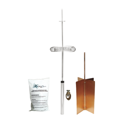 Imagen de Kit Básico de Pararrayo con Punta Dipolo y Electrodo Tipo Rehilete. Instalación en Poste o Torre.