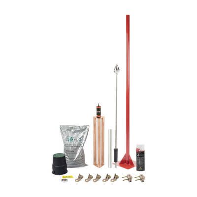 Imagen de Kit Pararrayo con Punta en Aluminio con Accesorios para Protección de Diámetro de 160 m.