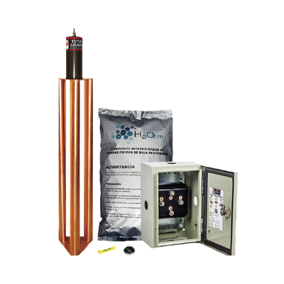 Imagen de Kit de puesta a tierra de 100 Amperes con Electrodo, Filtro, Acoplador y Compuesto H2Ohm.