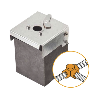 Imagen de Molde de grafito horizontal unión en T horizontal de cable 2/0 AWG (pasante) con cable 2/0 AWG (terminal).