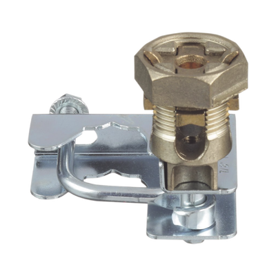 Imagen de Abrazadera para Tierra Física en Base de Piso Falso, para Cables de 6 a 1/0 AWG. Para Pedestales Cuadrados de 7/8" y Circulares de 1" a 1 1/8"