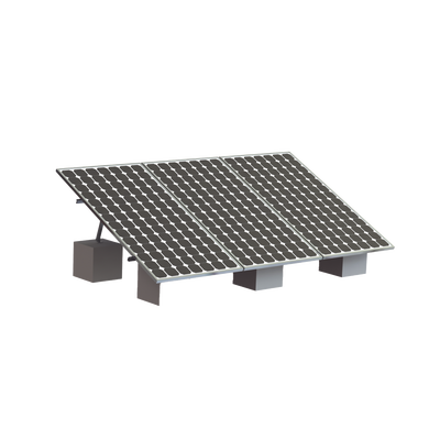 Imagen de Montaje para 3 Panel Solar, Riel "8" de 4050mm para Módulos con Espesor de 35mm, Velocidad de Viento Máx. 136km/h (20° a 45°)