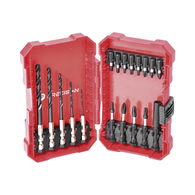 Imagen de Juego de 18 Puntas y Brocas para Taladro, con Entrada Hexagonal de 1/4", Incluye Estuche.