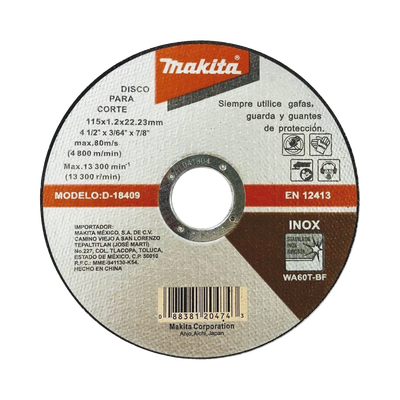 Imagen de Disco de Corte de 7/8" de acero inoxidable, diámetro de 4-1/2"