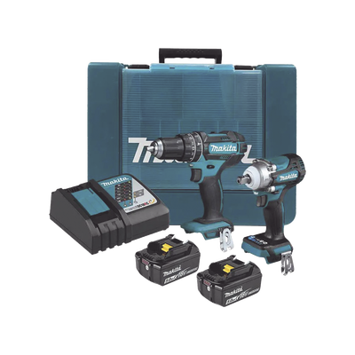 Imagen de Kit de Rotomartillo Atornillador DHP482 + Atornillador de Impacto DTW301, incluye 2 Baterías BL1850B, 1 Cargador DC18SD y Maletín Plastico