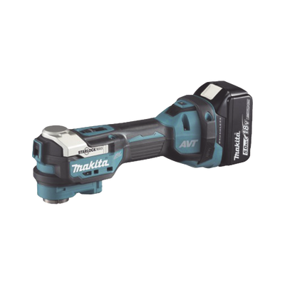 Imagen de Multiherramienta Oscilante Inalámbrica de 18V, incluye 2 Baterías  BL1850B de 5.0 A, Cargador DC18RC, Accesorios y Estuche Makpac