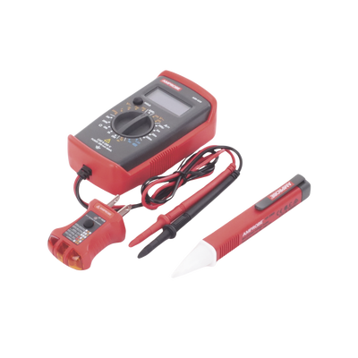 Imagen de KIT Básico 3 en 1 con Multímetro Digital + Detector de Tensión sin Contacto + Comprobador de Fase GFCI