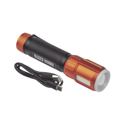 Imagen de Linterna LED Portátil Recargable 500 Lúmenes con Luz Frontal y Lateral de Trabajo. Lámpara con tapa de Extremo con Imán, USB-C