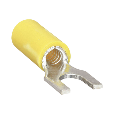 Imagen de Terminal tipo horquilla ( espada ) aislada / 12 - 10 AWG / Amarillo / Paquete de 25 piezas.