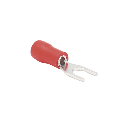 Imagen de Terminal tipo horquilla ( espada ) aislada / 22 - 16 AWG / Rojo / Paquete de 25 piezas.