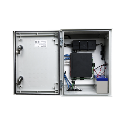 Imagen de KIT de Gabinete de Poliéster (300 x 400 x 200 mm) + Controlador de Carga con Switch PoE (5) + Batería de 12V 7Ah
