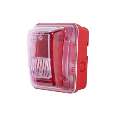 Imagen de Cubierta para instalar sirenas estrobo en exterior compatible con estrobos sirenas Hochiki color rojo