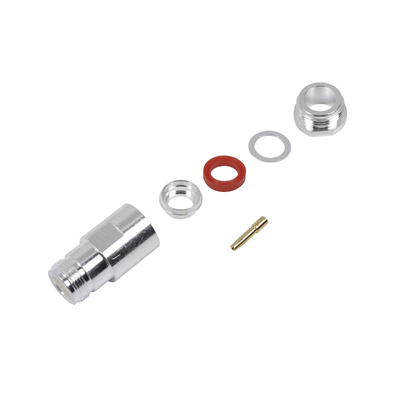 Imagen de Conector N Hembra de Rosca para LMR-400, 9913, 7810A, 8214, CNT-400, RG8/U-SYS, R-FLASH-1113, Plata/ Oro/ Teflón.