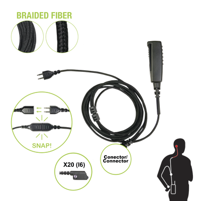 Imagen de Cable para Micrófono audífono SNAP intercambiable con conector para Radios Icom IC-F3216/4261DS/DT, IC-F52D/62D, IC-F3400/4400DS/DT