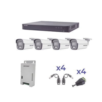 Imagen de KIT COLORVU TURBOHD 1080p / DVR 4 Canales / 4 Cámaras Bala (exterior) lente 2.8mm / Fuente de poder profesional / Transceptores de video y Accesorios de corriente