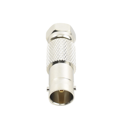 Imagen de Adaptador en Línea para Video, de Conector BNC Hembra a F Macho, 75 Ohm, Níquel/ Oro/ Delrin.