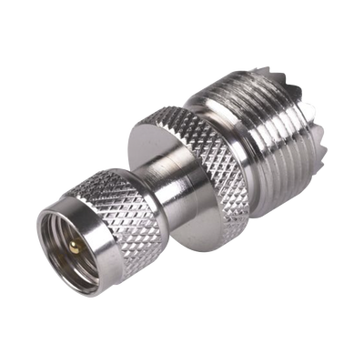 Imagen de Adaptador en Línea de Conector Mini UHF Macho a UHF Hembra (SO-239), Níquel/ Oro/ Teflón.