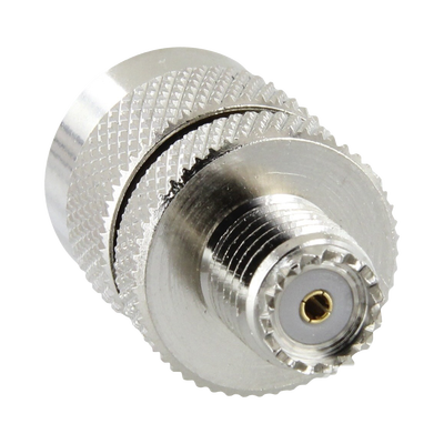 Imagen de Adaptador en Línea de Conector Mini UHF Hembra a UHF Macho (PL-259), Níquel/ Oro/ Teflón.