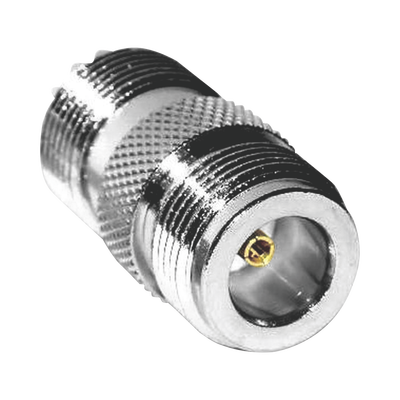 Imagen de Adaptador en Línea de Conector N Hembra a UHF Hembra (SO-239), Plata/ Oro/ Teflón.