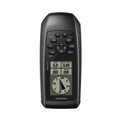 Imagen de GPS portátil GPSMAP 73 con pantalla de cristal liquido, escala de 4 niveles de gris, hasta mil puntos de almacenamiento interno, sumergible y flotante.