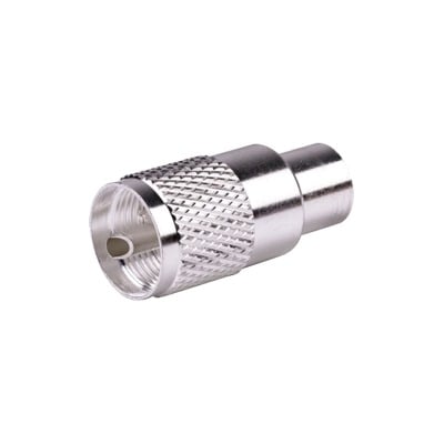 Imagen de Conector UHF Macho (PL-259) para cables RG-8/U, RG-8U-SYS, 8237, 8267, 8268, 9913, CTN-400, 7810, 8214, 7810A, RFLASH-1113, LMR-400, Plata (Concha-Níquel)/ Plata/ D.A.P. (Fibra Sintética)