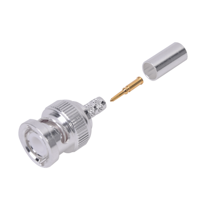 Imagen de Conector BNC Macho de Anillo Plegable para Cable LMR-195, RG-58/U, RG-142/U, Plata/Oro/Teflón.