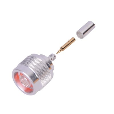 Imagen de Conector N Macho de Anillo Plegable para Cable RG-58/U, Plata/ Oro/ Teflón.