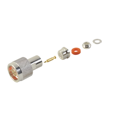 Imagen de Conector N Macho de Rosca para RG-58/U, RG-142/U, Plata/ Oro/ Teflón.