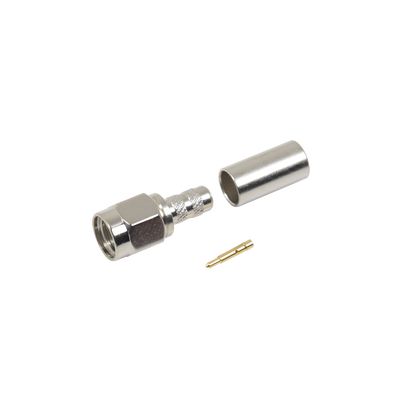 Imagen de Conector SMA Macho de anillo plegable para cable RG-58/U, Niquel / Oro / Teflón.