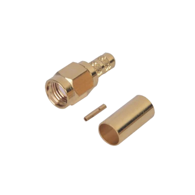 Imagen de Conector SMA Macho Inverso de anillo plegable para cable RG-142/U, Oro/Oro/Teflon.