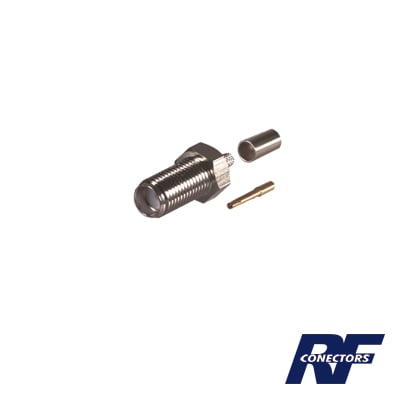 Imagen de Conector SMA Hembra de Anillo Plegable para Cable RG-58/U, Niquel/ Oro / Teflón.