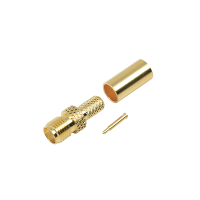 Imagen de Conector SMA hembra inverso de anillo plegable para cable RG-58/U, Oro/ Oro Teflón.