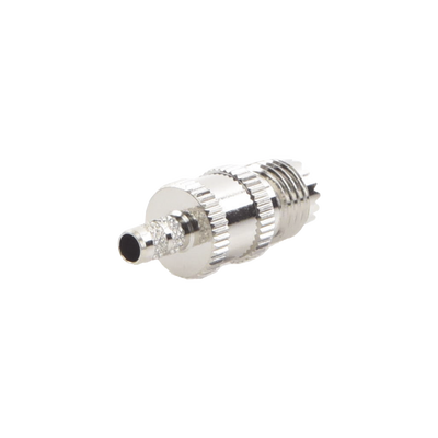 Imagen de Conector Mini UHF Hembra de Anillo Plegable en Cables RG-58/U, RG-142/U, Níquel/ Plata/ Delrin.