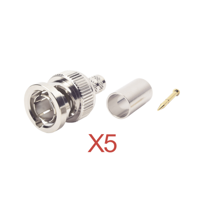 Imagen de Kit de 5 Conectores BNC Macho RFB-1707-D de Anillo Plegable / RG-59, 75 Ohm.