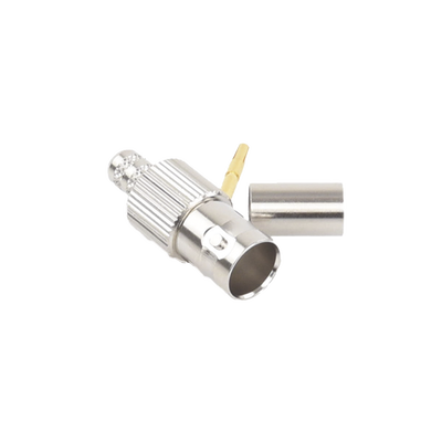 Imagen de Conector BNC Hembra, 75 Ohm, Anillo Plegable, para RG-59/U, Níquel/ Oro/ Delrin.