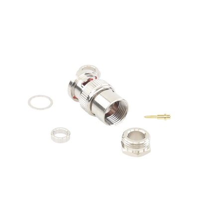 Imagen de Conector BNC Macho de Rosca para Ensamblar en Cable RG-59/U, Níquel/ Oro/ Teflón.