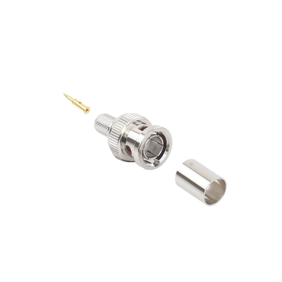 Imagen de Conector BNC Macho de Anillo Plegable para Cable Belden 8281 tipo RG-59/U, Níquel/ Oro/ Delrin.