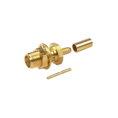 Imagen de Conector SMA Hembra para Chasis en D Plano, Anillo Plegable para cable RG-174/U, Oro/ Oro/ Teflón.