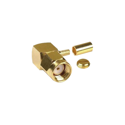 Imagen de Conector SMA Macho Inverso en Ángulo Recto, Anillo Plegable/ RG-174/U, BELDEN 8216, Oro/ Oro/ Teflón.