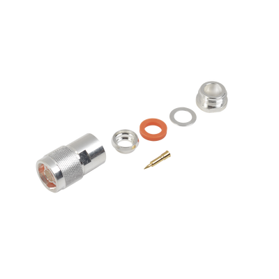 Imagen de Conector N Macho de Rosca para Cables 9913, RFLASH-1113, 7810A, RG8/U-SYS, CNT-400, 8214, Plata/Oro/Teflón.