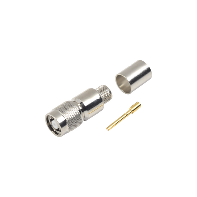 Imagen de Conector TNC Macho Inverso, Anillo Plegable para ensamblar en cables RG-8/U, LMR-400, Niquel, Oro, Teflón