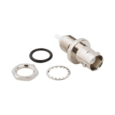 Imagen de Conector BNC Hembra para Chasis en Doble D Plano, 4 GHz, Amphenol UG-657/U, Níquel/ Plata/ Teflón.