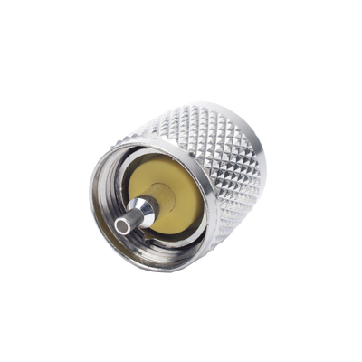 Imagen de Conector UHF Macho (PL-259) de Anillo Plegable para Cable Coaxial RG-8/X, 9258, LMR-240,  Níquel/ Plata/ Baquelita.