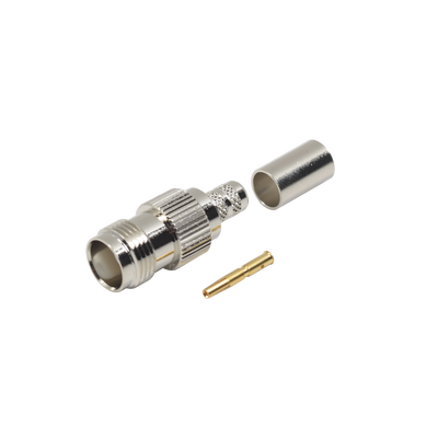 Imagen de Conector TNC Hembra de Anillo Plegable para Cables RG-8/X, LMR-240, Grupo X, Níquel/ Oro/ Delrin.