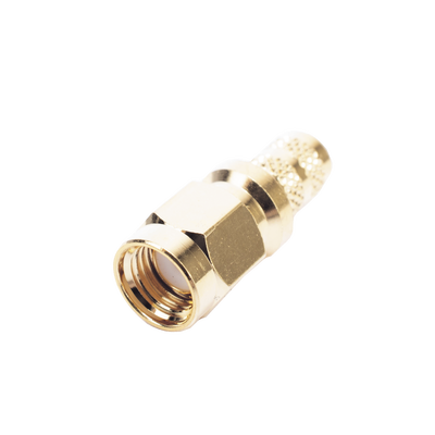 Imagen de Conector SMA Macho Inverso de Anillo Plegable para Cables 9258, RG-8/X, LMR-240, Oro/Oro/Teflón.