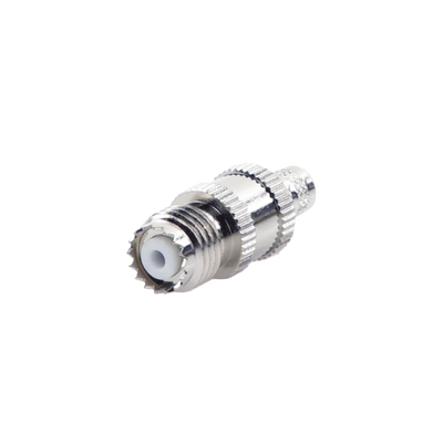 Imagen de Conector Mini-UHF Hembra en Línea, de Anillo Plegable para Cable Coaxial RG-8/X, 9258, LMR-240, Níquel/ Plata/ Teflón.
