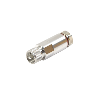 Imagen de Conector UHF Macho (PL-259) de RF Industries, para Cable HELIAX de 1/2" LDF4-50A, Tipo Rosca, Bronce Blanco/ Plata/ Teflón.