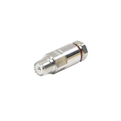 Imagen de Conector UHF Hembra (SO-239) de Rosca para cable LDF4-50A, Bronce Blanco/ Plata/ Teflón.
